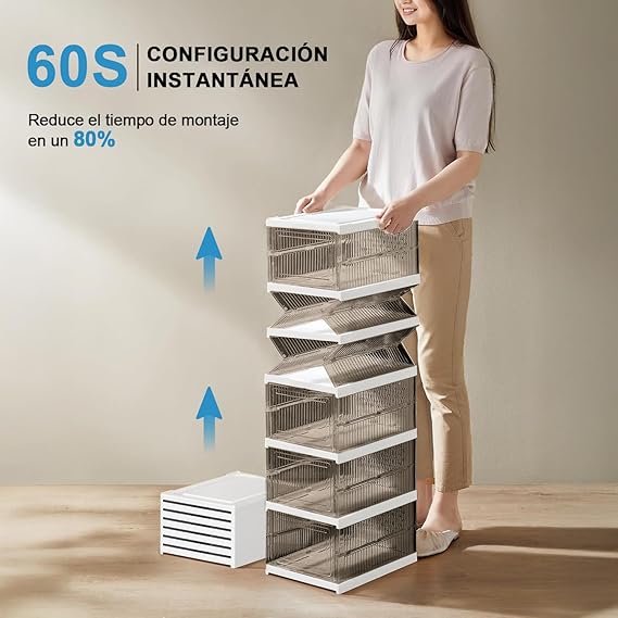 Zapatero portátil organizador con puerta transparente magnética 6 Niveles