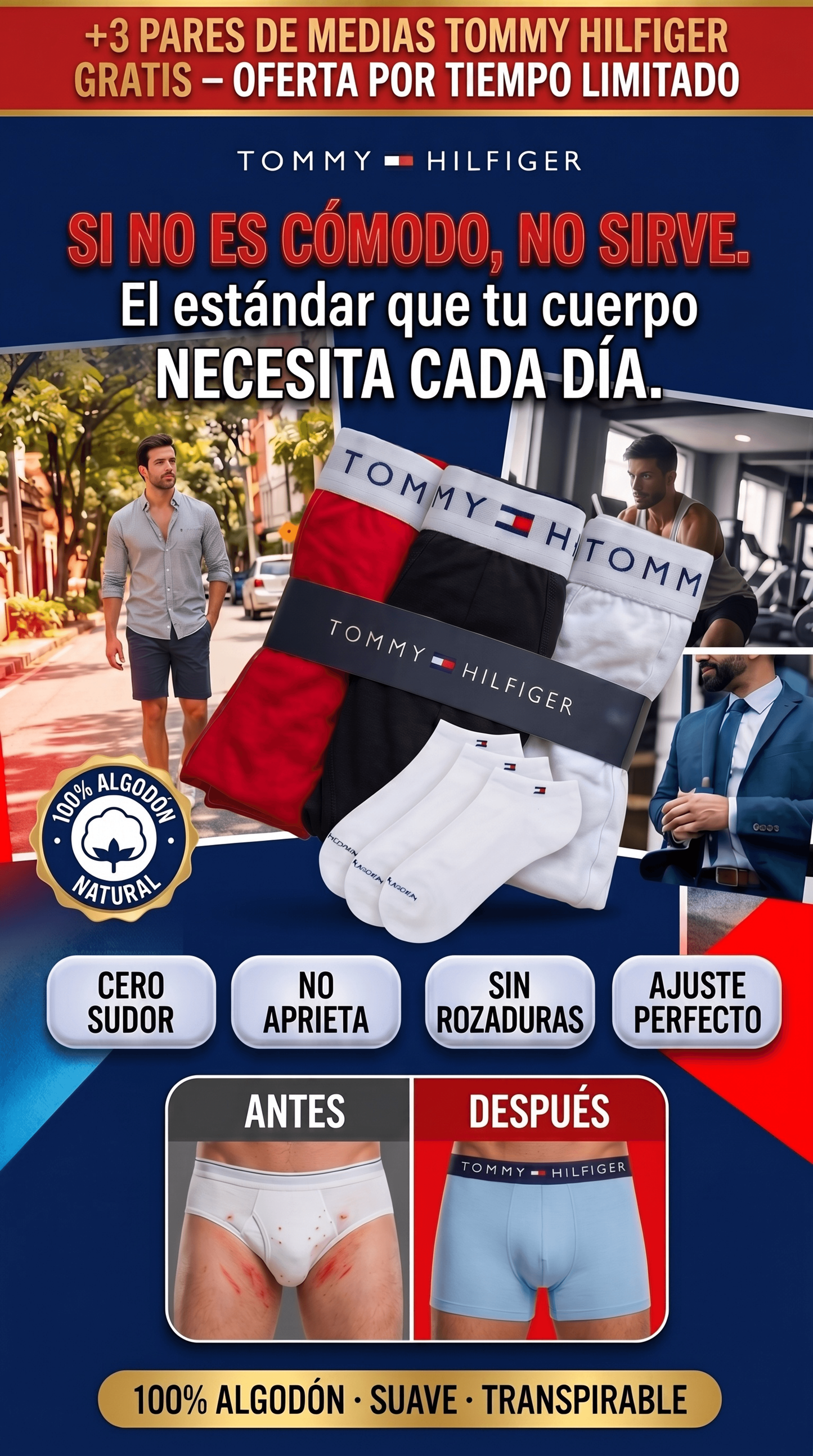 Boxers Tommy Hilfiger + 3 Pares de medias Tommy GRATIS