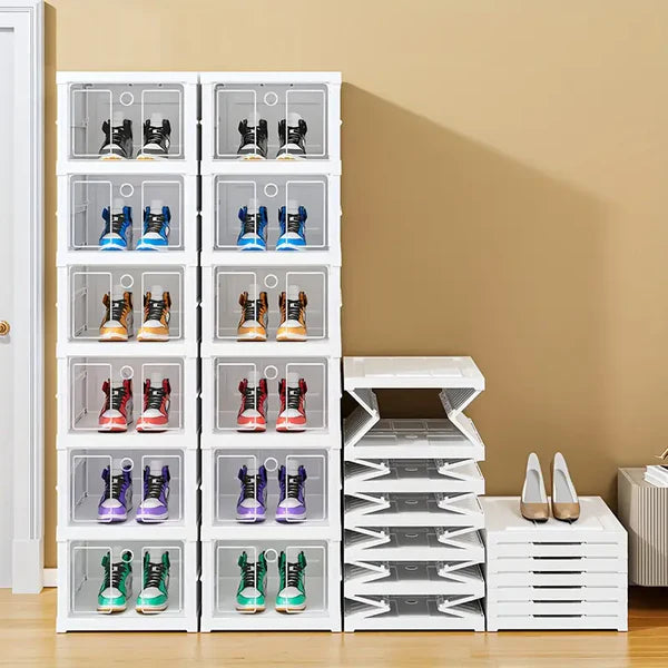 Zapatero portátil organizador con puerta transparente magnética 6 Niveles