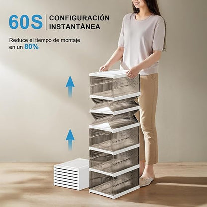 Zapatero portátil organizador con puerta transparente magnética 6 Niveles