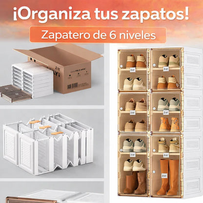 Zapatero portátil organizador con puerta transparente magnética 6 Niveles