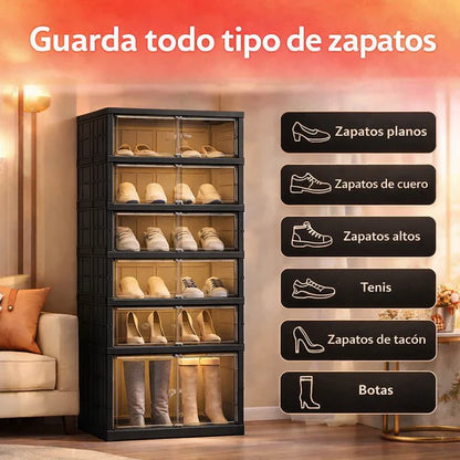 Zapatero portátil organizador con puerta transparente magnética 6 Niveles