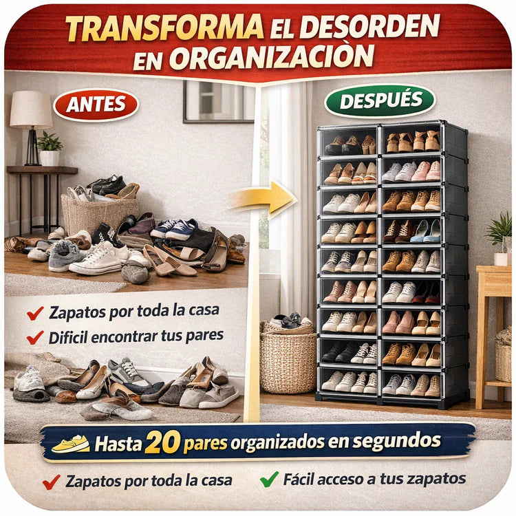 Zapatero portátil organizador con puerta transparente magnética 6 Niveles