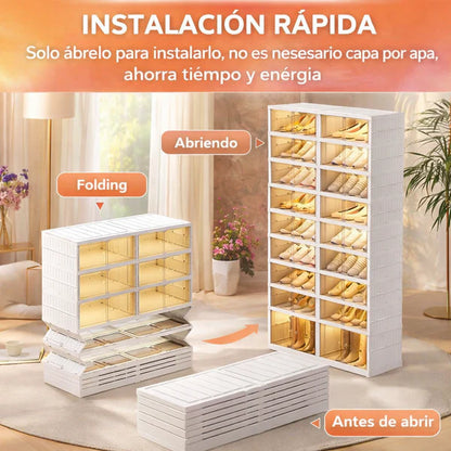 Zapatero portátil organizador con puerta transparente magnética 6 Niveles