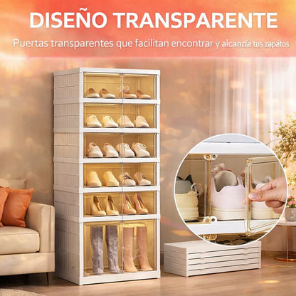 Zapatero portátil organizador con puerta transparente magnética 6 Niveles