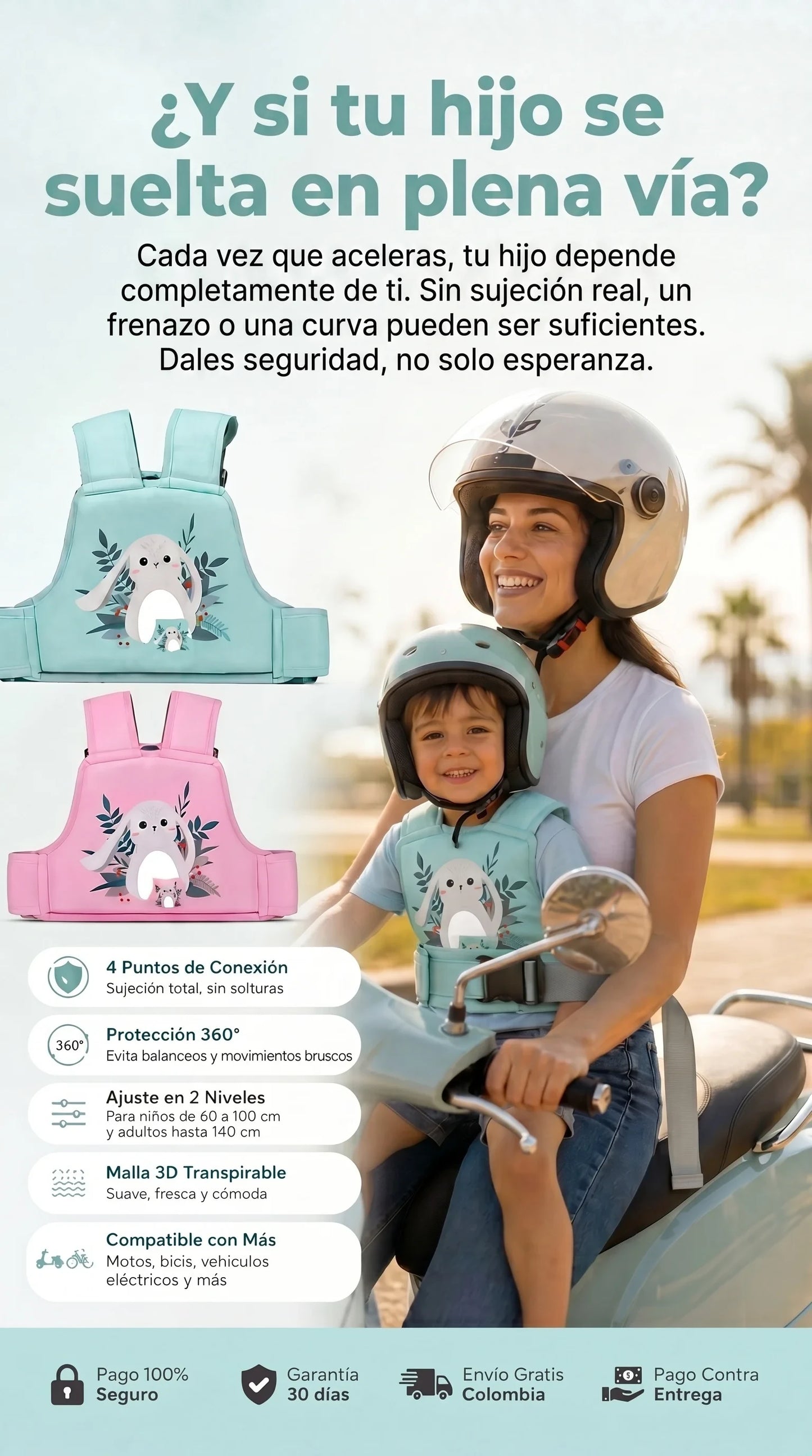 Arnes de Seguridad para niñ@s en Moto - Protege la vida de tu hij@