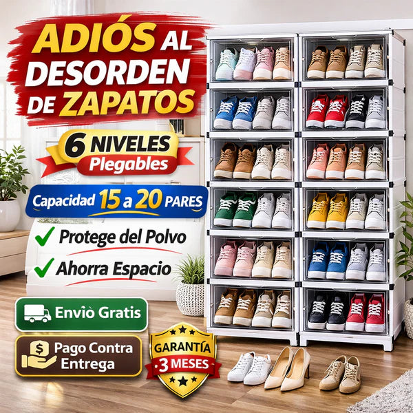 Zapatero portátil organizador con puerta transparente magnética 6 Niveles