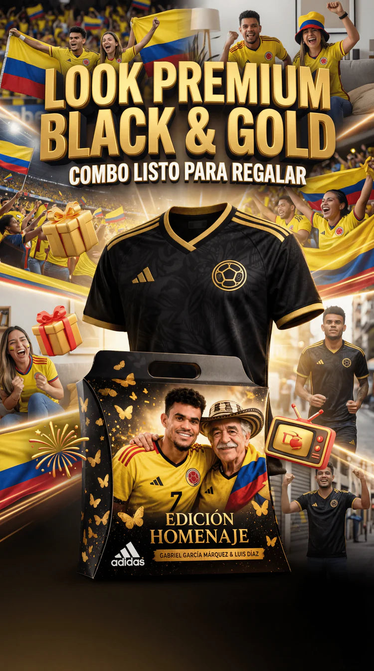 Camiseta de Colombia Negra Encauchetada