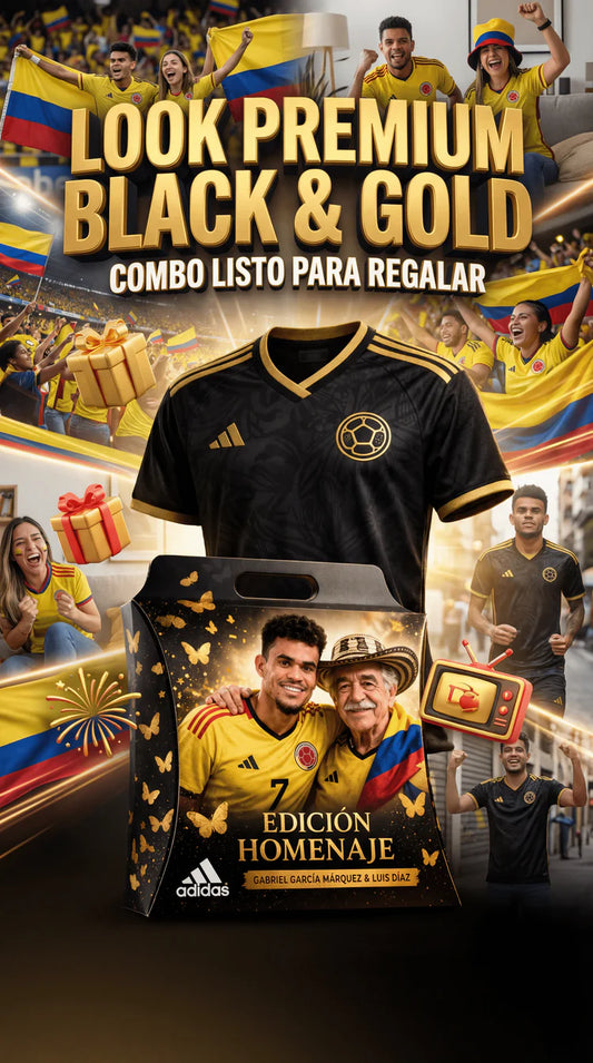 Camiseta de Colombia Negra Encauchetada