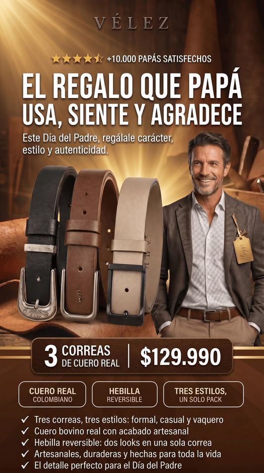 Pack x 3 correas Velez - El mejor regalo para papá